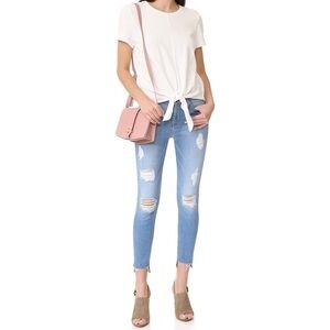 7 For All Mankind The Ankle Distressed Skinny Step Hem Jeans Size 24